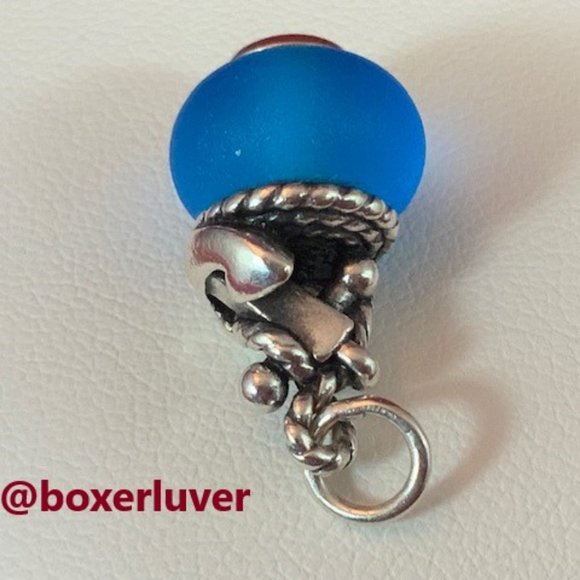 James Avery RETIRE RARE Sterling Silver Anchor Dark Blue Glass Finial Charm - Picture 5 of 5
